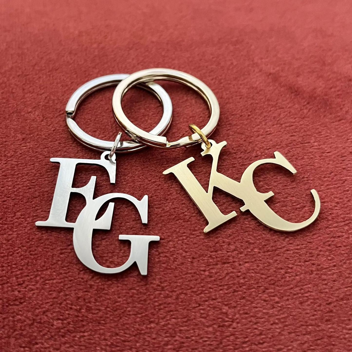 Custom Two Intertwined Initial Keychain | Personalized Monogram Letter Stainless Steel Keyring, Custom Initials Gift for Best Friend & Couple Keepsake