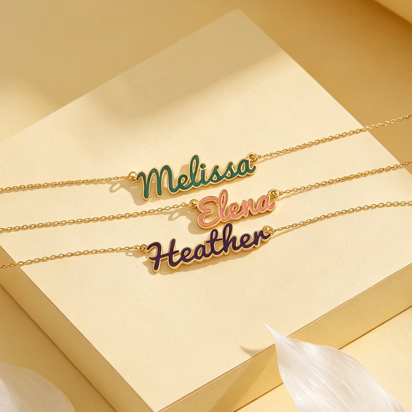 Gold Plated Custom Enamel Cursive Name Necklace Personalized Multicolor Fill Script Name Pendant Custom Jewelry Gift for Female