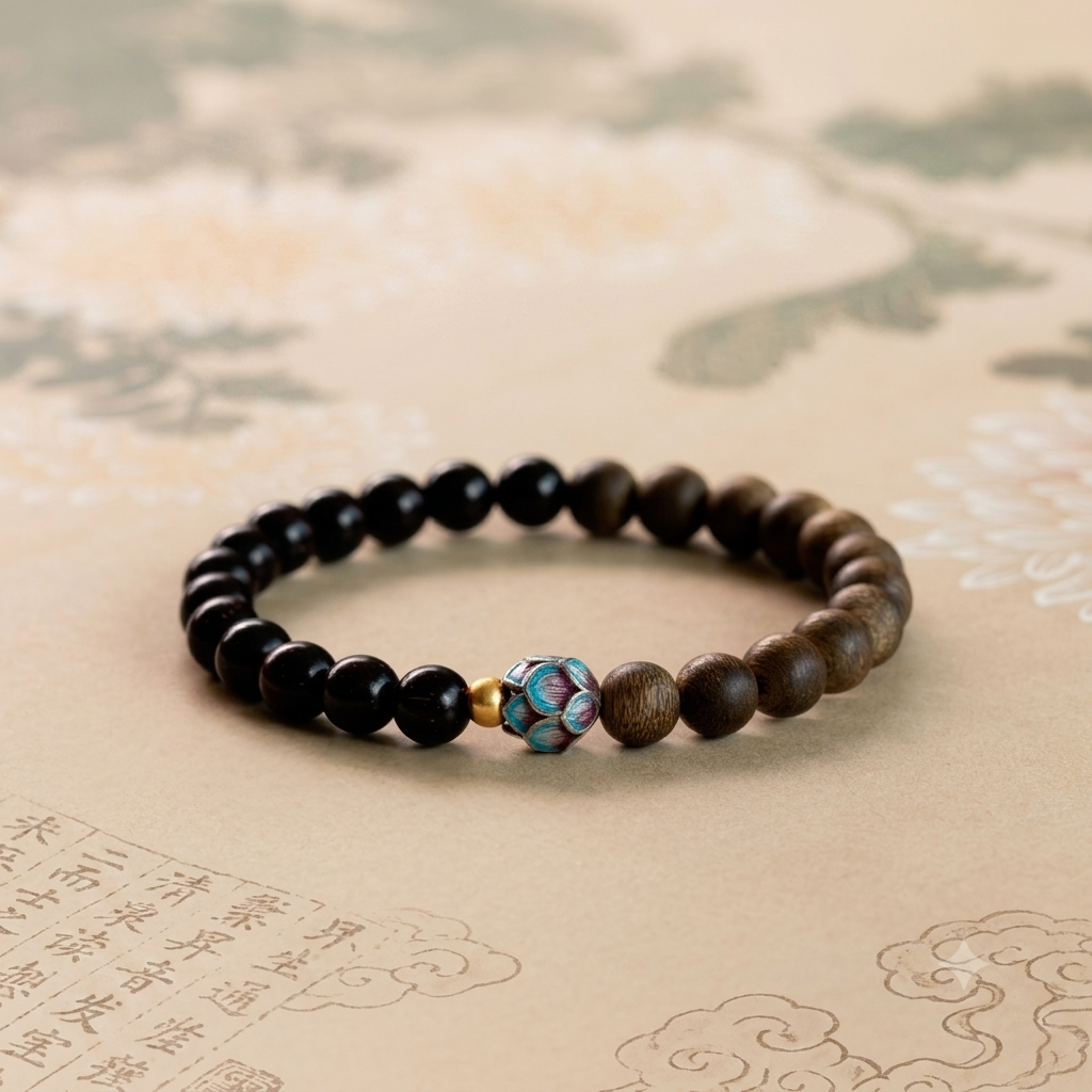 【05】6mm Natural Peach Wood Two-Tone Beaded Bracelet