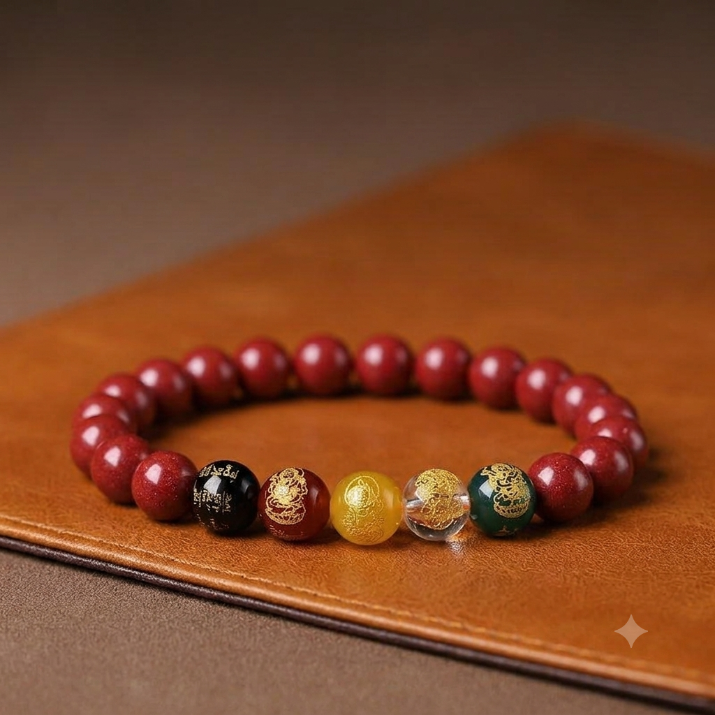 【01】8mm Manifest Abundance: Red Pixiu Cultural Bracelet with Multi-Color Harmony Beads